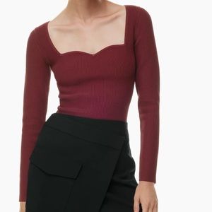 NWT Aritzia color spiced burgundy Sculpt Knit Sweetheart Longsleeve